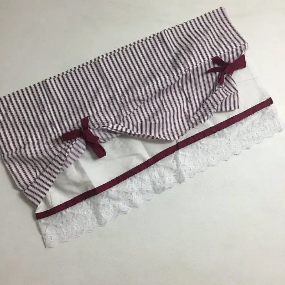 Springs Curtain Valance Striped Lace Trim 60x13